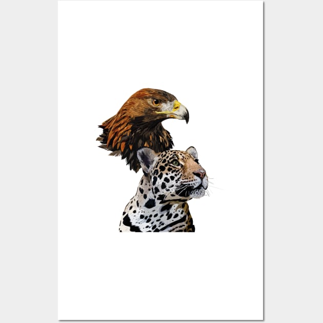 Golden Eagle and Jaguar Wall Art by obscurite